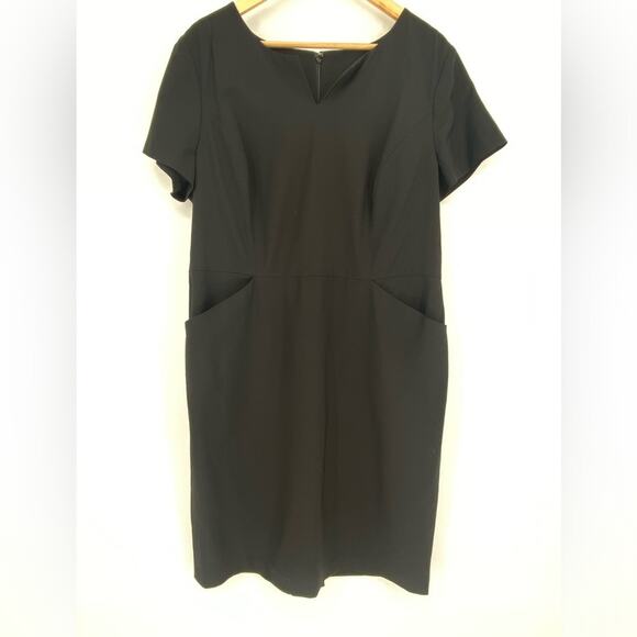 Talbots Dress 16 Midi Sheath Short Sleeve Wool Blend Quiet Luxury Classic Modest - Picture 1 of 6